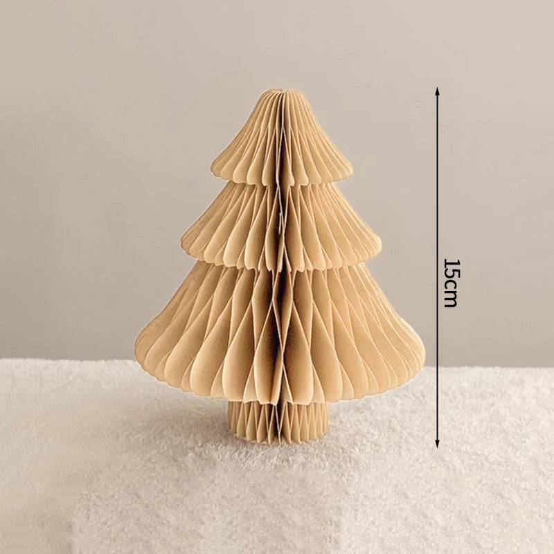 Christmas Paper Honeycomb Decorations Ball Folding Christmas Tree Table 3D Ornaments