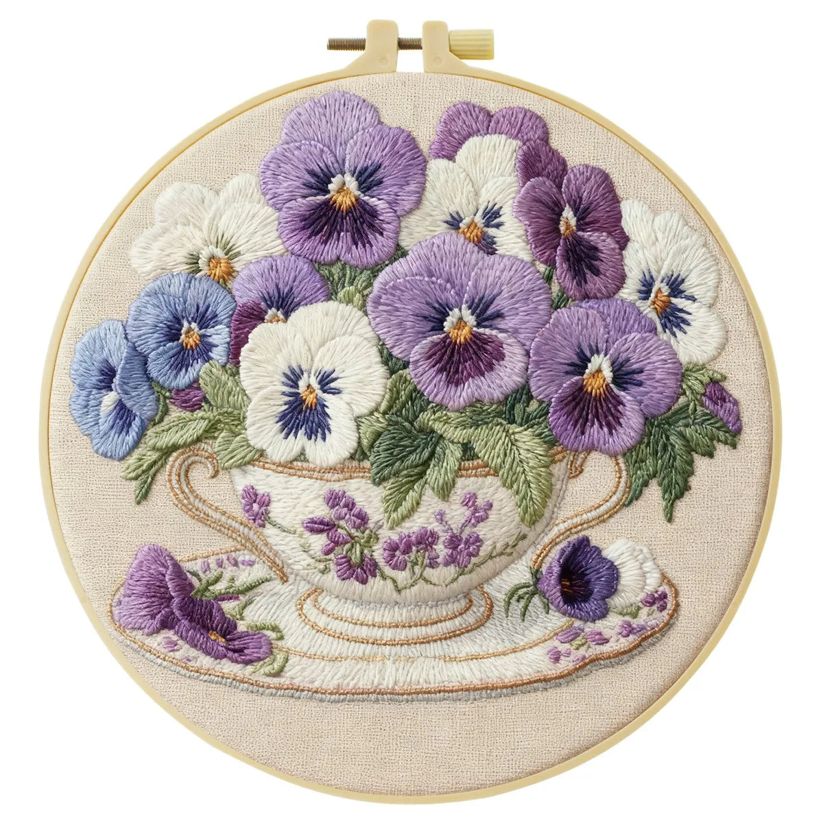 Pansies Flowers DIY Embroidery Kit for Beginners
