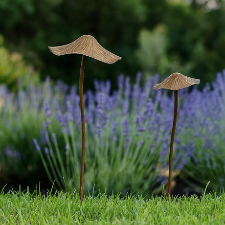 Garden Metal Rusty Mushroom Stakes
