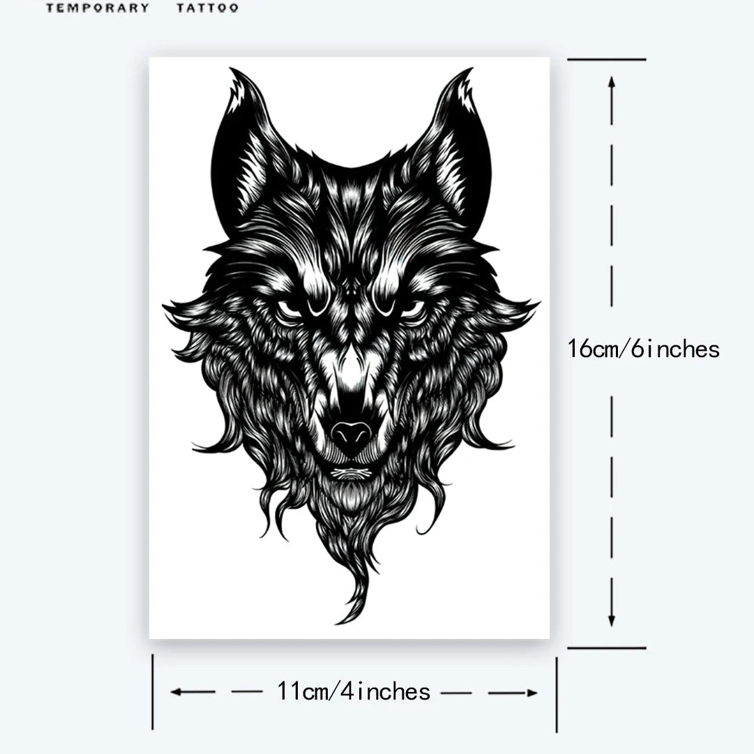 Wolf Head Temporary Tattoo