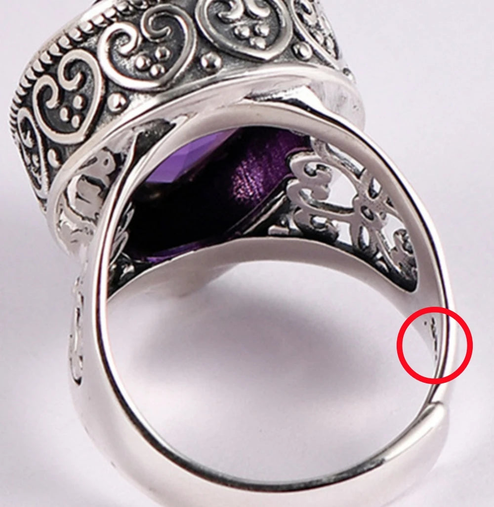 Tear of the Kraken S925 Sterling Silver Ring Waterdrop Amethyst