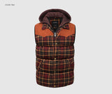 Woodsman Cotton Plaid Hooded Puffer Vest Jacket Thick Warm Winter Plaid Sleeveless Coat