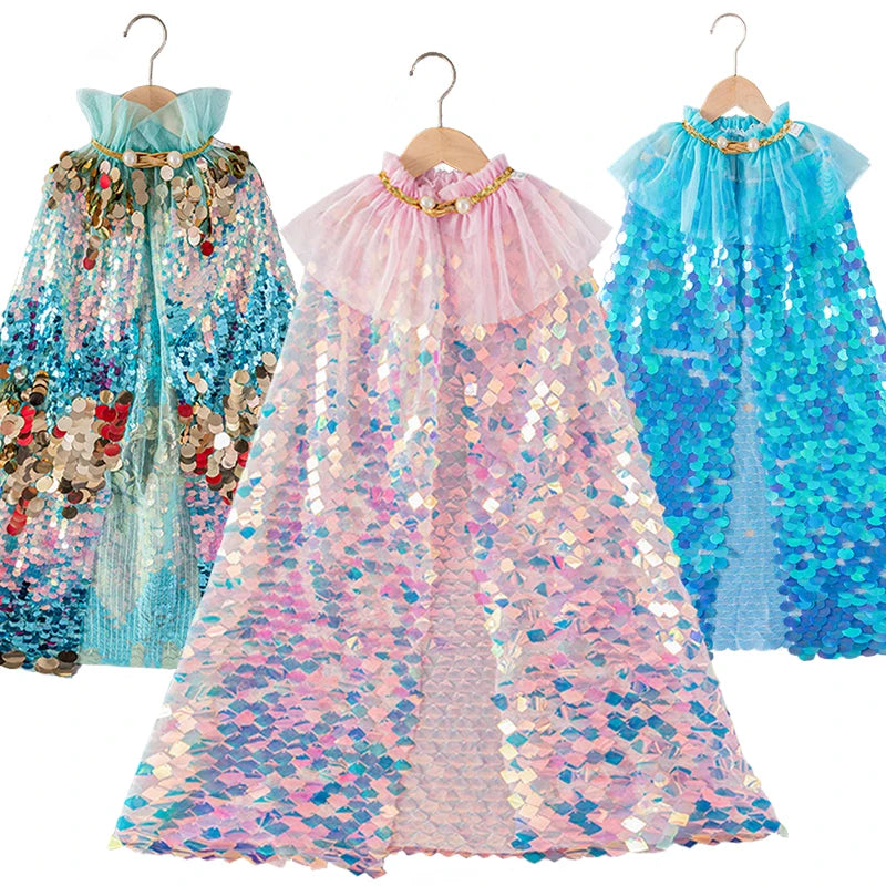Shiny Rainbow Sequin Cloak Halloween Children's Dress Up Cape