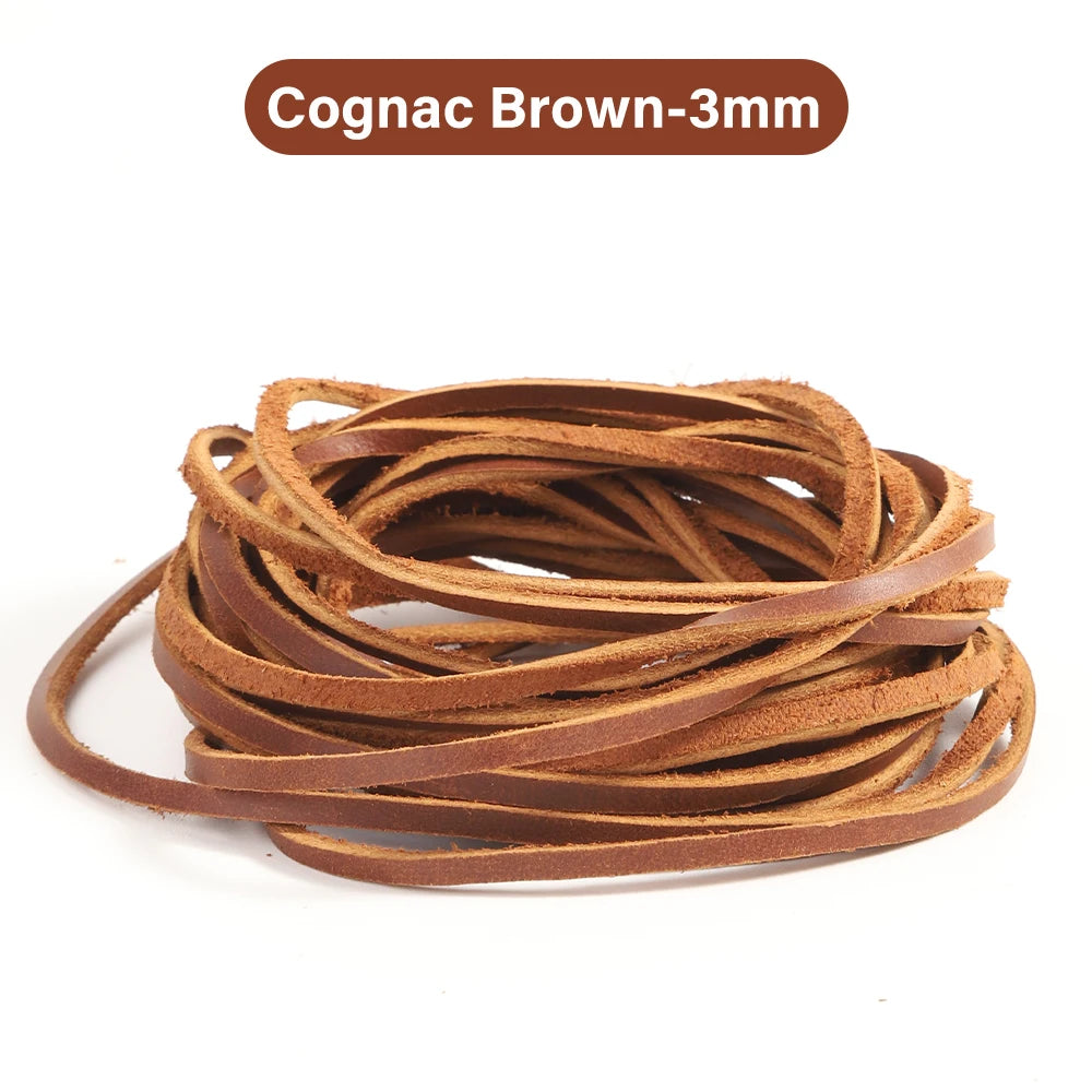 Flat Genuine Leather Cord Rope 3/5mm