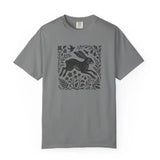Wild Hare Linoprint T-Shirt Folk Art Forest Animal Naturecore Tee