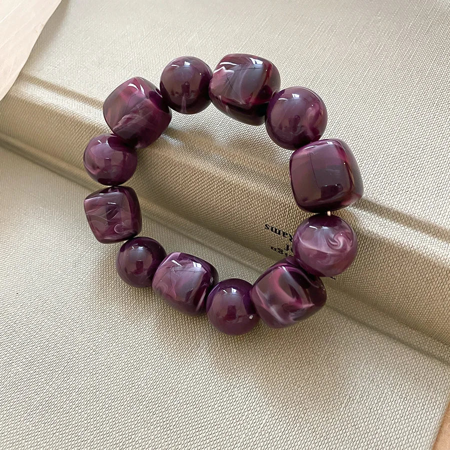 Acrylic Irregular Square Round Beaded Bracelet Vintage Reproduction