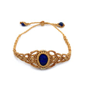 Natural Stone Braided Wax Cord Adjustable Bracelets Rose Quartz Lapis Lazuli Amethyst