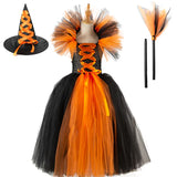 Girls Witch Ghost Vampire Halloween Costume Fluffy Tulle Dress