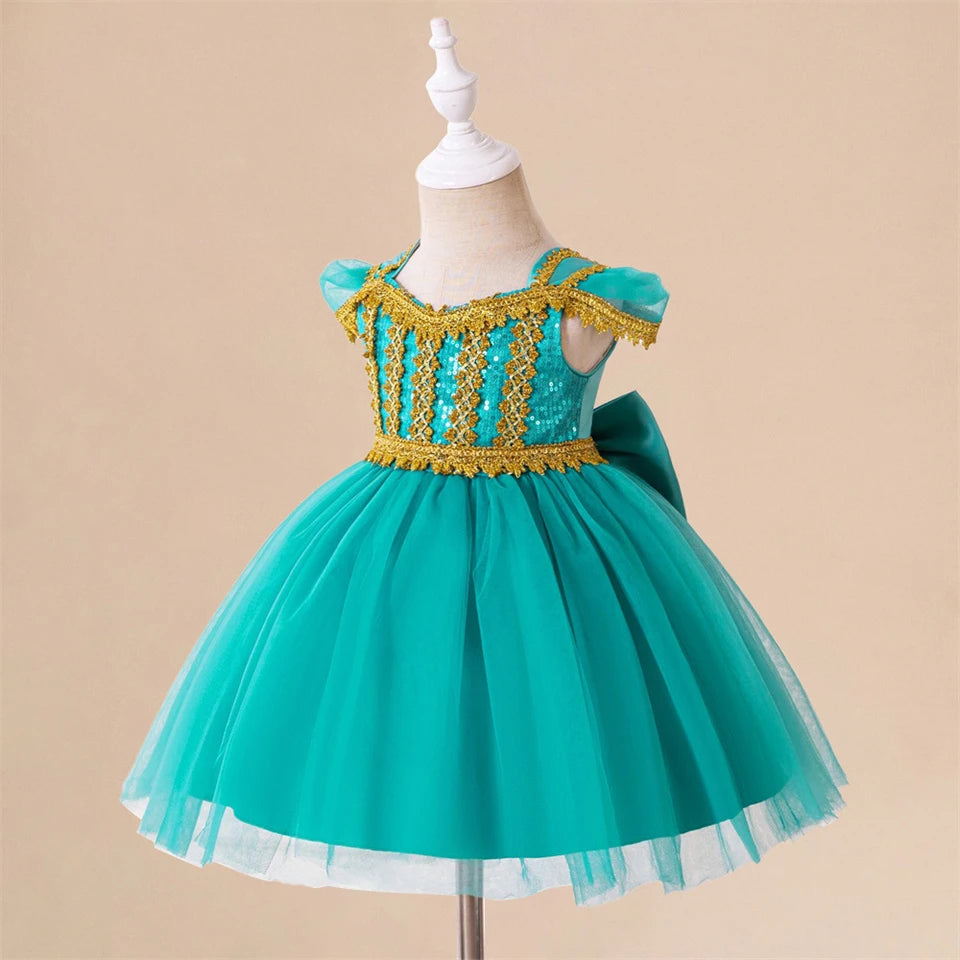 Toddler Princess Alice Belle Jasmine Mermaid Dress Baby Halloween Cosplay Costume
