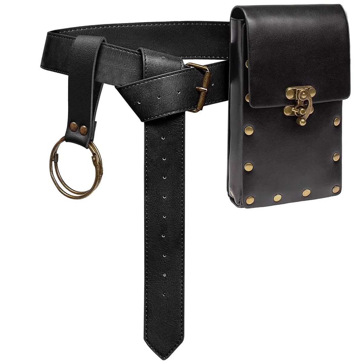 5Pcs/Set Medieval Faux Leather Belt Waist Bag Renaissance Steampunk Cosplay Accessories Set ﻿