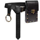 5Pcs/Set Medieval Faux Leather Belt Waist Bag Renaissance Steampunk Cosplay Accessories Set ﻿