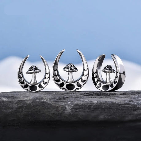 Stainless Steel Mushroom Saddle Ear Gauges Tunnels Expanders Plugs Earring Piercing Jewellery Double Flared 2PCS