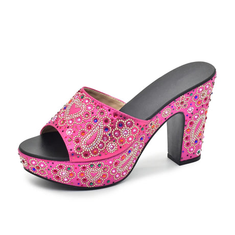 Paisley Summer Open Toe Platform High Heel Slides Shoes Comfortable Wedge Sandals