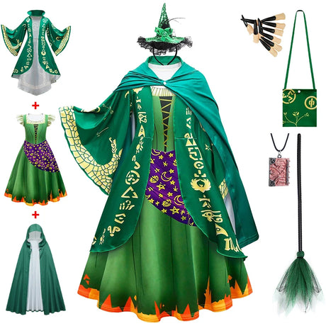 Hocus Pocus 2 Halloween Costume Child Sanderson Sisters Party Dresses Winifred Witch Costumes Children