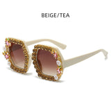 Gilly's Rhinestone Sparkling Square Frame Sunglasses Funglasses