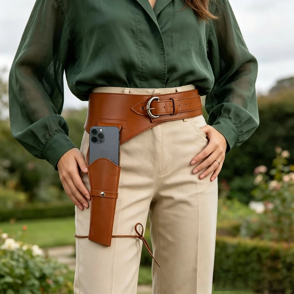 Western Cowboy Wide Belt With Pistal Holster Ranger Utility Waist Belt Pirate Medieval Cosplay Costume