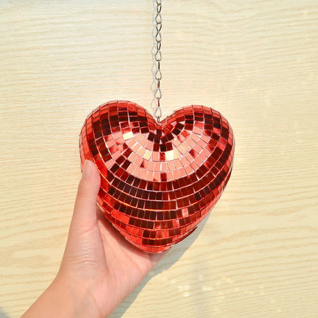 Love Heart Disco Ball Hanging Decoration with Chain