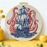 Kraken and Ship DIY Embroidery Kit for Beginners