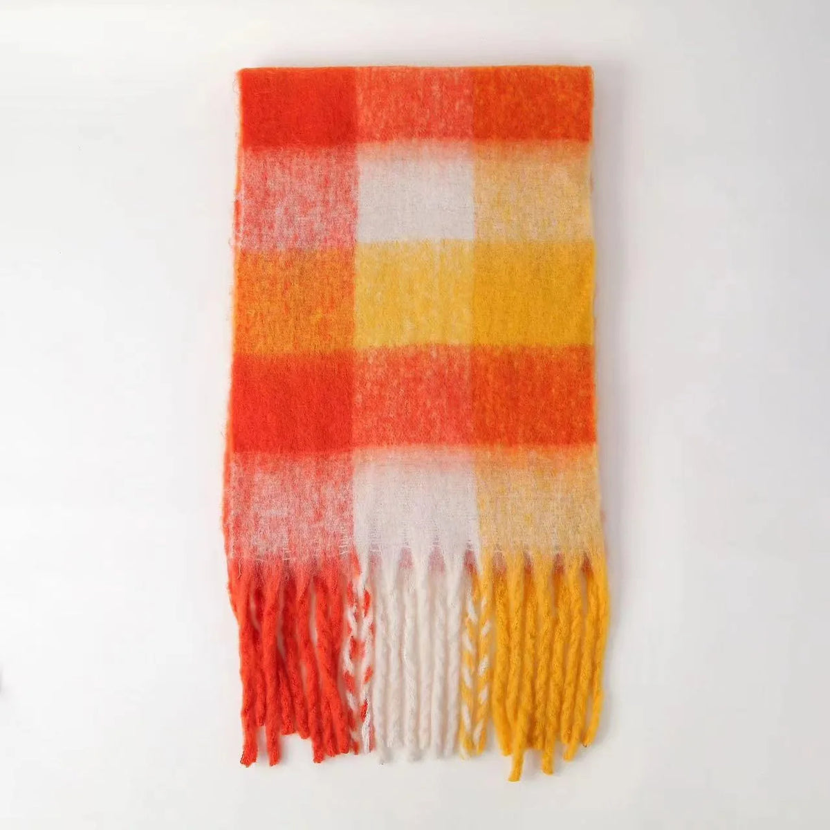 Colour Blocks Autumn Winter Plaid Scarves Imitation Cashmere Mohair