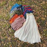Crush Pleated Long Maxi Skirt Summer 15 Colours