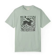 Wild Hare Linoprint T-Shirt Folk Art Forest Animal Naturecore Tee