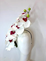 Handcrafted Large Realistic Orchid Statement Headpiece Floral Headband for Weddings Races Photoshoots