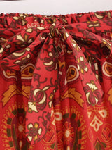 Nuri's Boho Red Floral Print Wide Leg Pants