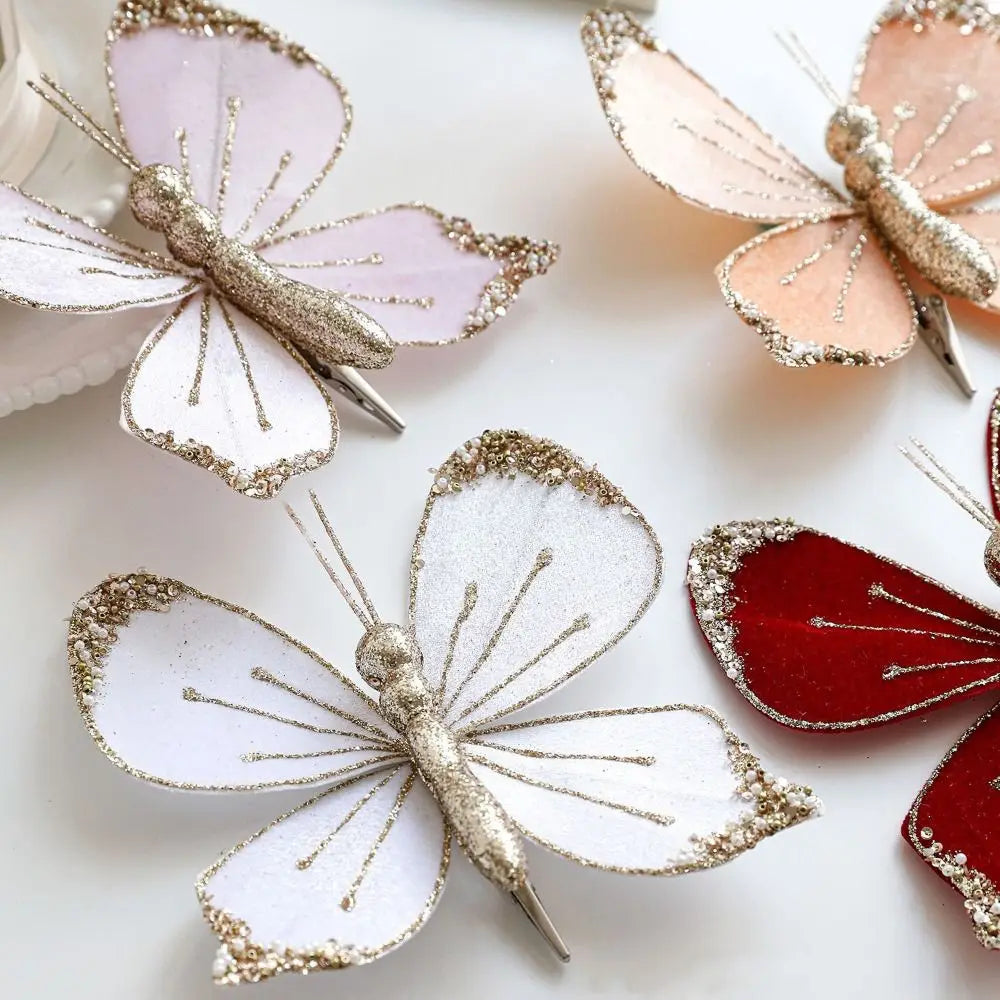 Sparkling Christmas Butterfly Pendant Glitter with Clip Xmas Tree Decoration