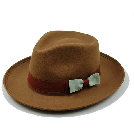 Bowknot Feather Belt Fedora Hats Unisex