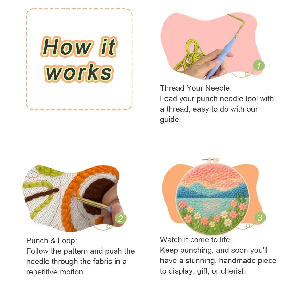 Animals DIY Punch Needle Embroidery Sets For Beginners DIY Craft Kits