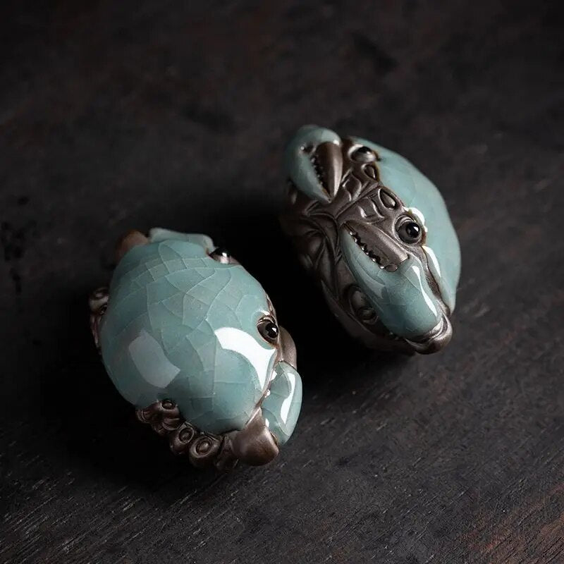 Kiln Cracked Glaze Crab Tea Pet Handmade Tea Ceremony Decoration