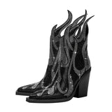 Flamin' Awesome Rhinestone Ankle Boots