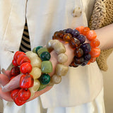 Acrylic Irregular Square Round Beaded Bracelet Vintage Reproduction