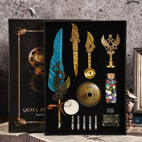 The Captain's Feather Pen Set Calligraphy Stationery Gift Box