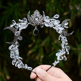 Witch Halo Black Crescent Moon Hairband Pagan Crystal Moon Crown