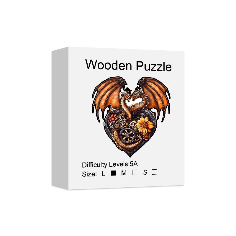 Heart-shaped Dragon Unique Shape Wooden Jigsaw Puzzles