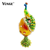 Hand Painted Peacock Easter Egg Enamel Trinket Box