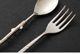 6pcs Vintage Spoons Fork Royal Style Gold Carved Coffee Tea Spoon Dessert Fork Cutlery Set