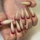 Halloween Blood Stained Bone Long Pointed Claw Press On Nails Acrylic 24pcs