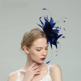 Navy Blue Feather Fascinator Spring Race Season