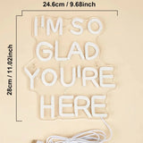 LED Neon l'm So Glad You're Here USB Powered Signs Night Light Wall Art