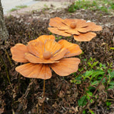 1pc Rusty Metal Flower Garden Decorative Ground Stakes