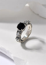 Eternal Night Forest S925 Sterling Silver Ring Agate Zircon