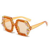 Gilly's Rhinestone Sparkling Square Frame Sunglasses Funglasses