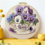 Pansies Flowers DIY Embroidery Kit for Beginners