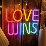 LED Neon Sign LOVE WINS USB Night Light Wall Art Decor Lamp