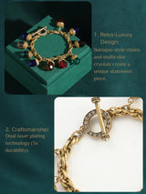 The Alchemist's Charms Multicolour Crystal Chain Bracelet 18K Gold Plated Adjustable