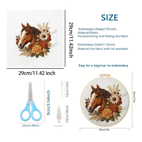 Horse DIY Embroidery Kit for Beginners