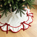Velvet Bow Christmas Tree Skirts Soft Plush Stand Cover Xmas Decor