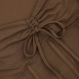 Y2k Chocolate Brown Flare Sleeve Top Matching Grunge Skirt